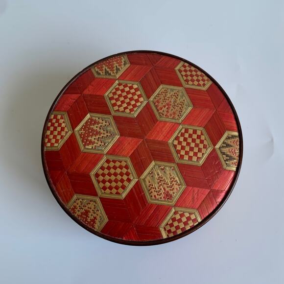 Vintage Woven Bamboo Trinket Box - Picture 2 of 8